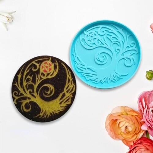 Magic Tree Coaster Epoxy Resin Mold Cup Mat Casting Silicone Mould DIY Crafts Home Decoration Ornaments Making Tools Drop ship