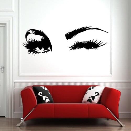 Wink Eyelashes Eyebrows Vinyl Wall Decal Lashes Brows Window Sticker Decoration Salon Sexy Beauty Wall Home Bedroom Decor C358