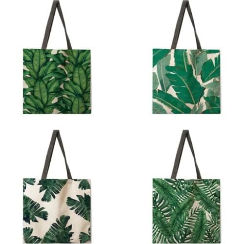 Ladies Shoulder Bag Beach Tote Bag Green Plants Ladies Tote Bag Tote Bag Reusable Shopping Bag