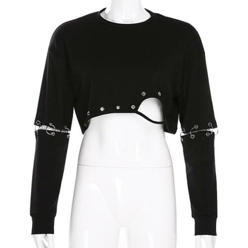 New womens Detachable ring patchwork long sleeve loose sweatshirt