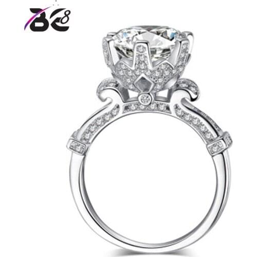 Be 8 New Design Geometric Shape Clear Cut Crystal Ring for Women White Color CZ Zirconia Love Gift Party Jewelry anillos R114