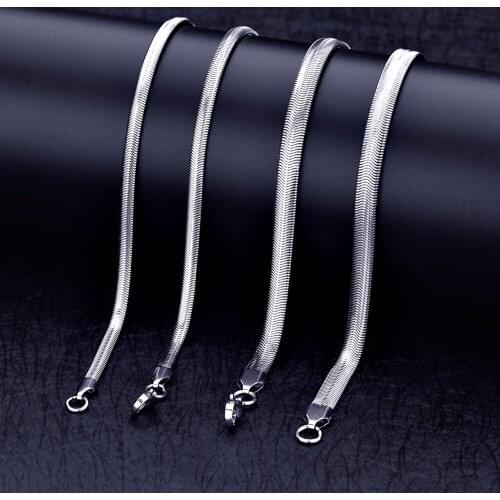 Snake Chain 316 Stainless Steel Silver4mm 6mm 20-28inch Flat Necklace Italy Chains Link for Charms Pendant Wedding Party Jewelry