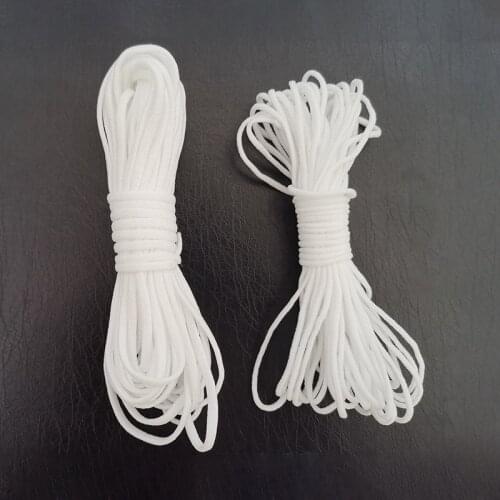 3MM 50 Meters White Round Elastic Bands Elastic Rope For Mask Ear Hanging Rope Round Cord For DIY Sewing Crafts