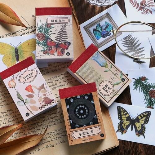 50 Sheets Washi Sticker Book Vintage Flowers Plants Cosmic Imagination Material Decorate Aesthetic Stickers Stationery