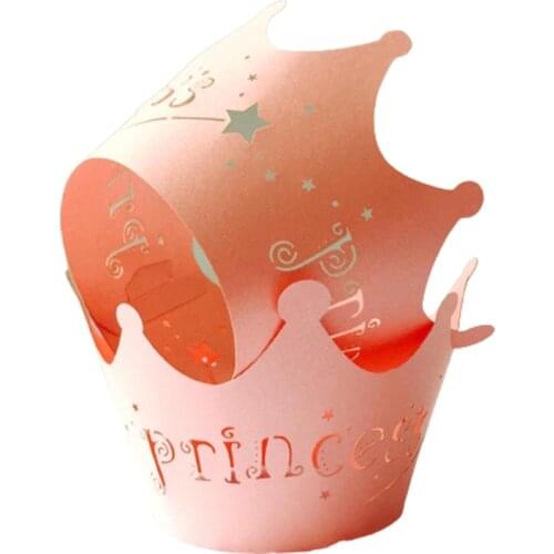50pcs Princess Crown Laser Cut Cupcake Wrappers Wedding Party Decor DIY Cupcake Wrapper Baby Shower Muffin Cup Liners Decoration