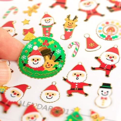 1 Sheet Gold Foil Merry Christmas Santa Claus Decorative Adhesive Stickers DIY Scrapbooking Photo Sticker Kids Gift