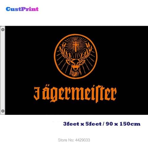CustPrint Deer Head Flag Banner Jagermeister Decorative Flags 3x5 Feet Polyester Banner