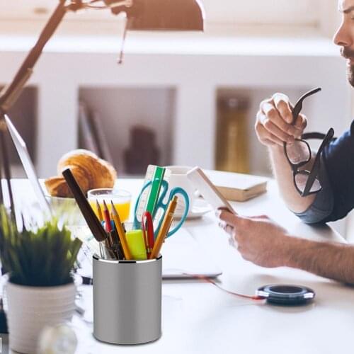 Aluminum Alloy Pen Holder Innovative Round Pen Holders For Home Business Office Student Desktop Decoration For Pencil Vase Pen