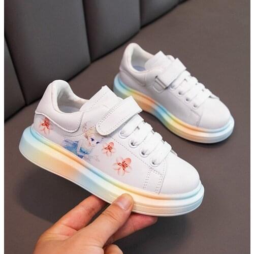 Kids Shoes Cartoons Sneakers For Girls Sports Shoes Lightweight Children Leather Waterproof Casual Walking Shoes New Autumn 2021