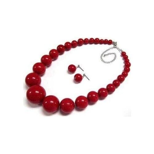 East Code Fashion Red Coral Necklace Earrings Set Shipping Free