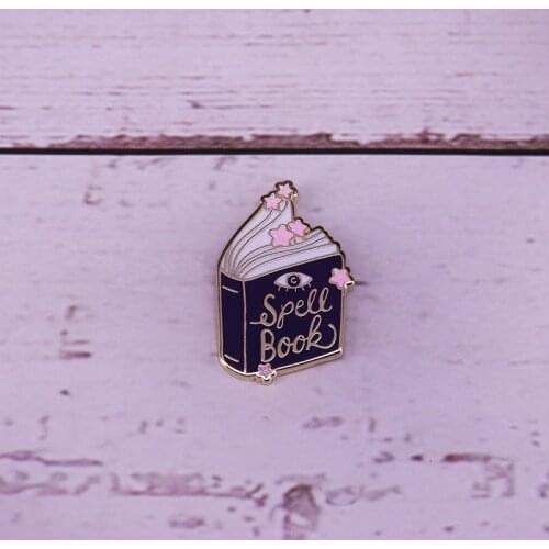 Halloween spell book enamel pin magic spell brooch stylish witches accessories