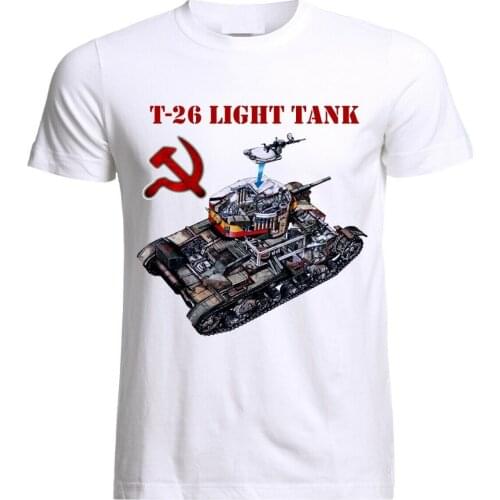 T 26 Tank Panzer Armure WW2 Army was USSR Russia Summer mens blueprint cotton T shirt