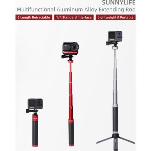 Gosear Aluminum Alloy Extension Rod Handheld Retractable Selfie Stick for GoPro9/ OM4/ Osmo Action/Osmo Pocket/Insta360 One R