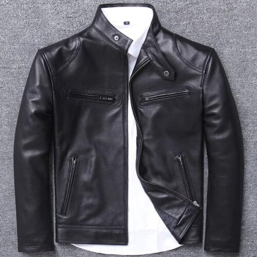 Head layer cowhide locomotive man youth genuine clothing handsome jacket loose coat tide natural leather male aviator coats