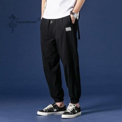 Japanese Kimono Men Sports Pants Loose Harajuku Trousers Japan Traditional Asian Clothing Yukata Style Embroidered Harem Costume