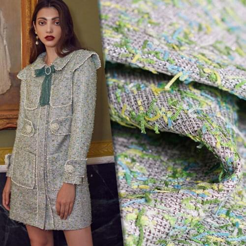 Red Raspberry France Green Fil-Lumiere Tweed Fabrics Garment Material Autumn Women Jacket Coat Sewing Cloth Tailor Freeshipping