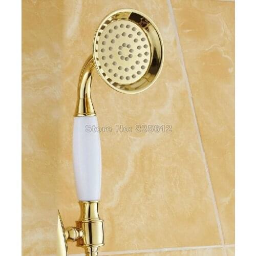 Gold Color Brass Modern Telephone Style Ceramics Hand Held Bathroom Shower Head / Bathroom Handheld Shower Head Accessory Whh010