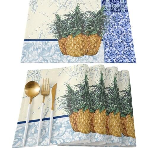Map Summer Pineapple Table Mats for Dining Table Kitchen Table Coaster Accessories Modern Home Decor car coaster