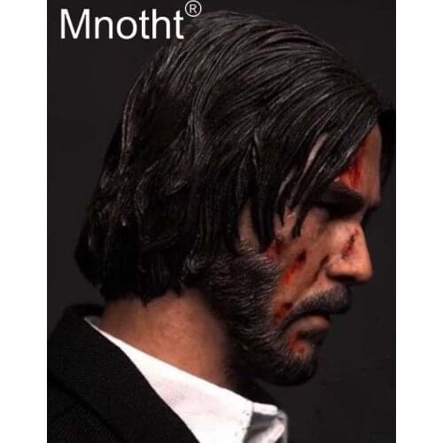 Mnotht 1:6 Scale Keanu Reeves Head Sculpt Quick pursuit Male Soldier Head Carved Model For 12in Action Figure Toy Collection m3