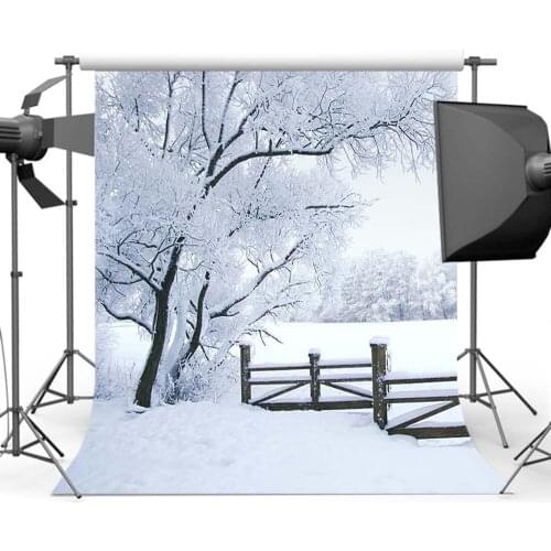 MOCSICKASnow White Photography Backdrop Winter Forest Background for Photo Studio CM-6508