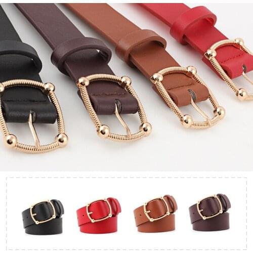 Fashion Vintage Imitation Leather Belts Personality Head Buckle Needle Pin Buckle Casual Style Luxury Womens Ceinture For Jeans