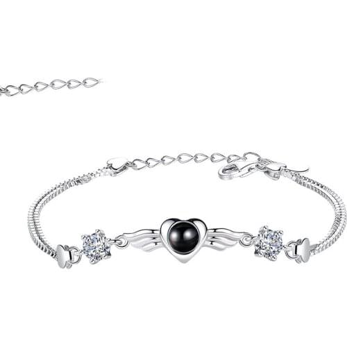 Fashion Bracelet For Women 100% Genuine 925 Sterling Silver Heart Bracelet Jewelry Accessories Anniversary Gift For Lady