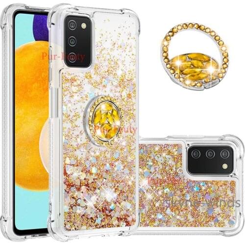 Quicksand style fashion ring buckle case for Samsung Galaxy A03S anti-fall back cover for SM A03s coque fundas casing