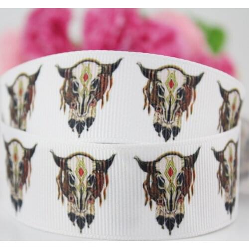 Cartoon Indian Bull Head printed grosgrain ribbon 16-75mm DIY handmade materials christmas wedding gift wrap tape ribbons