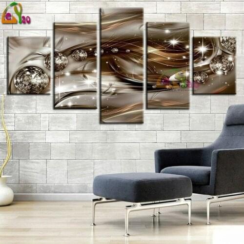 Full Drill 5D Diy Diamond Painting Golden Jungle Tiger Cross Stitch Diamond Embroidery Mosaic Home Decor Accessories 5 PIECES