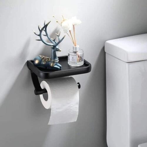 Wall Mounted Toilet Paper Holder Tissue Paper Holder Toilet Roll Dispenser With Phone Storage Shelf For Bathroom Accessories