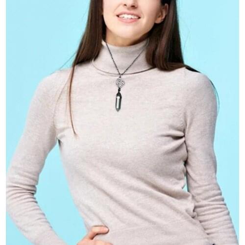 2021 New Romantic Boho Style Pendant Necklace Skin-friendly Anti-fade Stone Hexagonal Prism Shaped Necklace for Women