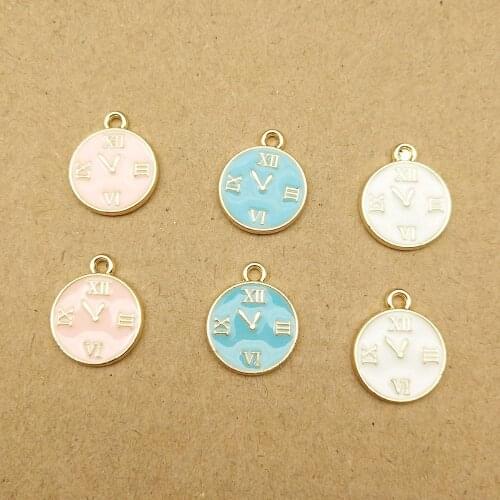 New Clock Enamel Alloy Charms 60pcs 16*13mm Gold Tone Plated Oil Drop DIY Jewelry Findings Ornament Accessories Fashion Earring