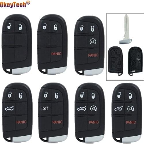 OkeyTech 2/3/4 Buttons Remote Control Car Key Cover Case Shell For Jeep Renegade Compa Chrysler Dodge Journey Charger Challenge