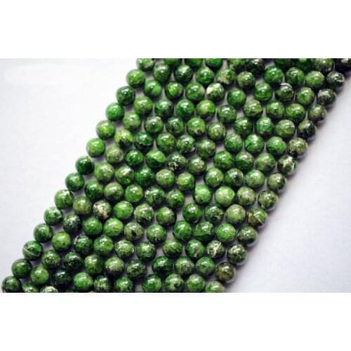 Wholesale (1 strand/set) genuine green chrome diopside 8-10mm smooth round loose stone beads for jewelry DIY making