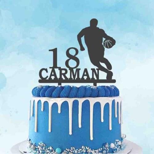 Personalized Basketball Cake Topper Custom Name Age Man Play Basketball Toppers For Basketball Fans Birthday Party Cake Decor