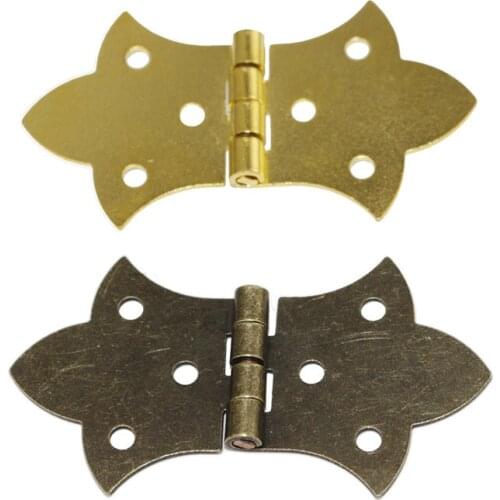 2pcs Bronze Gold Mini Wooden Box Hinge Zinc Alloy Cabinet Hardware Antique hinges for Jewelry Gift Wine case with Screw