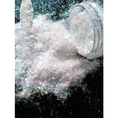 RNAK74- High(5G Jar) Nail Glitter Sequin AB White Glitter Powder Nail Art Powder Dust Fairy Dust Makeup Manicure Nail Decoration