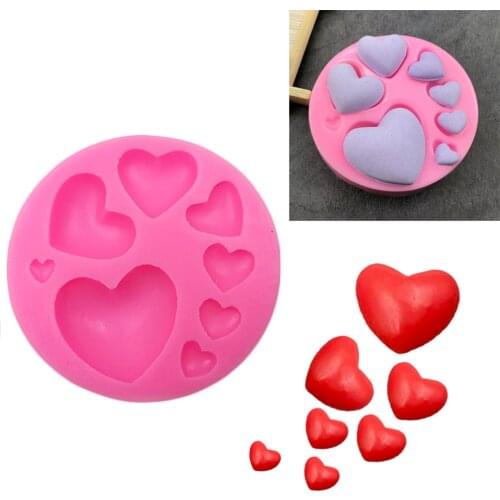 Love Heart Shaped Silicone Fondant Mold Baking Cake Mold Handmade DIY Colorful Sweet Heart Chocolate Candy Decorating Tool Mold