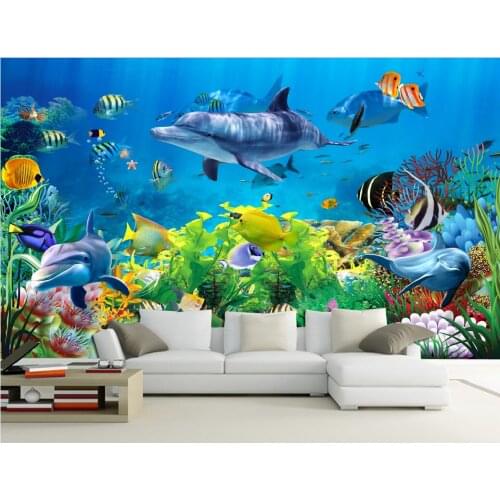 Modern HD 3D Fantasy Underwater World TV Sofa Background Waterproof Wallpaper Wall Sticker