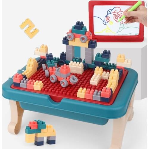 Building Block Desk Big Size Bricks Compatible Brand Table Multifunctional Learning Desk Study Table Toys For Children Gift