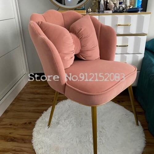 Light luxury dining chair net red makeup chair pink dressing stool simple creative princess fairy backrest nail salon desk chair