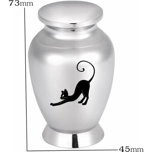 Stainless Steel Pet Cat Urn for Memorial Ashes Keepsake Custom Name&Date