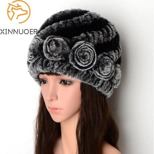 Ladies Knitted Hat Natural Fur Rex Rabbit Fur Luxury Charming Outdoor Warm Casual Business Fur Hat New Products in 2021