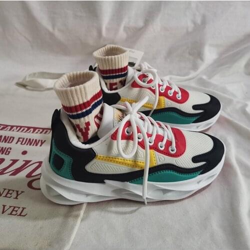 Womens Chunky Sneakers 5cm Korean Fashion Woman Platform Sneaker Designer Tenis Female Spring Multi Color Trainers Casual Shoes