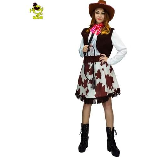 New Adult Female Western Cowgirl Costume Fashion Cowgirl Clothing Cosplay Halloween Fancy Dress Outfits Women Cowgril Costumes