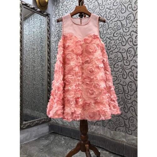 Ball Gown Dress 2021 Autumn Fashion Runway Ladies Appliques Rose Flower Patterns Sleeveless Casual Party Club Dress Sweet Lolita