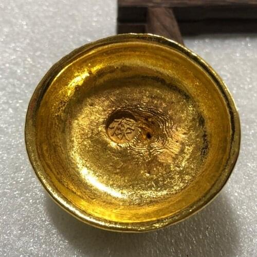 1pcs china antique Collection rotundity golden bar gold bullion ingot Family decoration metal handicraft