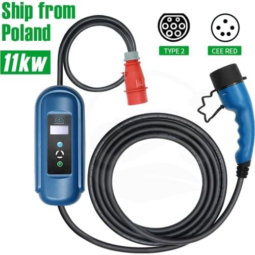 11KW EVSE 5M 7M 16Amp IEC 62196 EV Charger Type 2 Connector Mennekes Electric Vehicles Car EU CEE RED