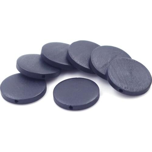 20Pcs Wood Spacer Beads Black Wooden Flat Round Big Hole Pendant For Earring Charm Jewelry DIY Findings 30mm