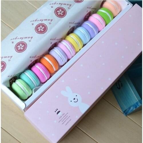 24*4.4*3.8 cm pink rabbit 12 macaron packaging box baking mooncake rolling cake food biscuit box pastry packaging 50pc/lot